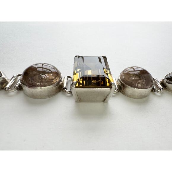 Lemon Quartz Stunning Bracelet Handmade Sterling Silver Rutile Quartz - Picture 8 of 10